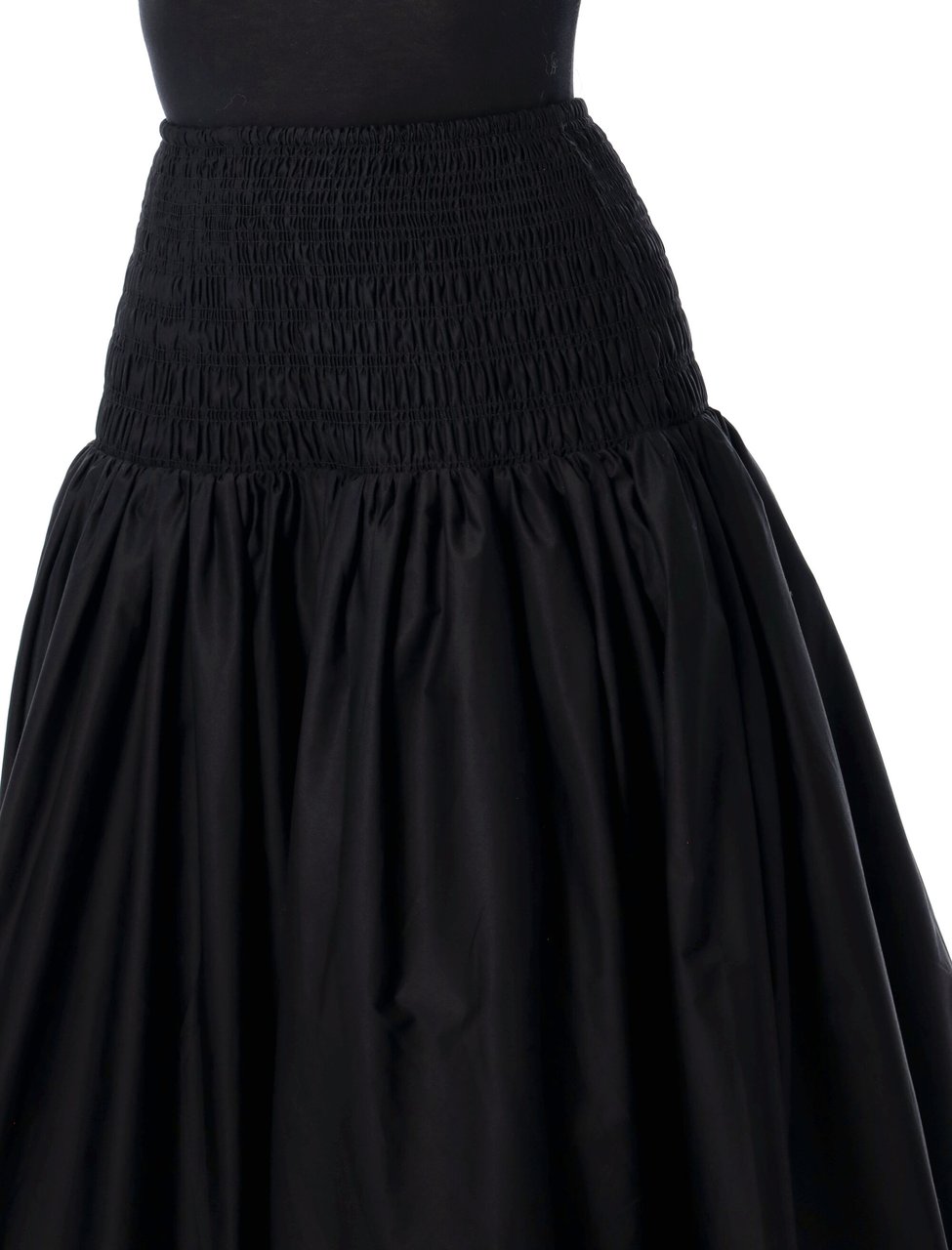 Self-Portrait Cotton Midi Skirt Nero Zwart