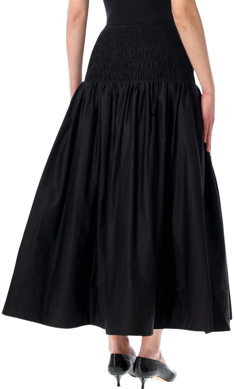 Self-Portrait Cotton Midi Skirt Nero Zwart