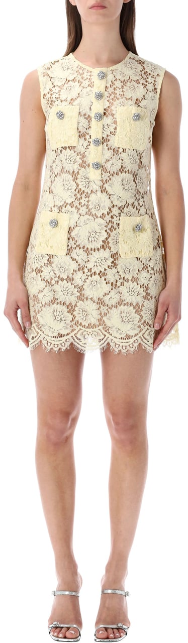 Self-Portrait Mini Dress Lace Giallo Geel