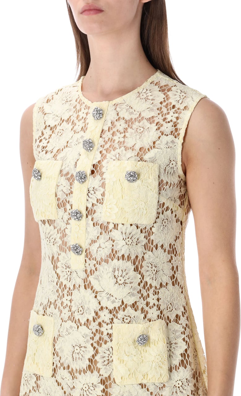 Self-Portrait Mini Dress Lace Giallo Geel