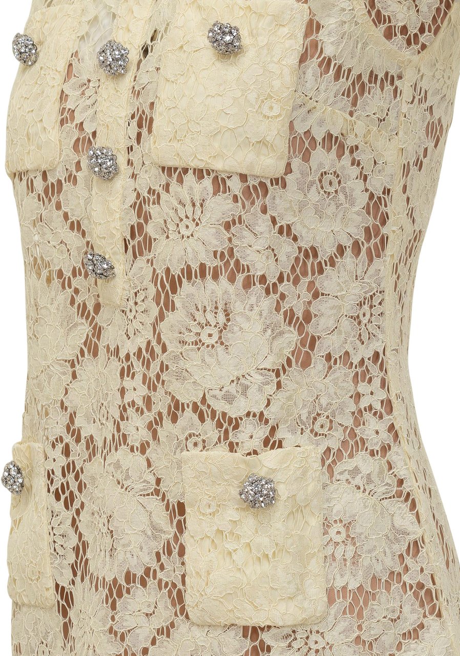 Self-Portrait Abito Mini in Pizzo Ricamato Wit