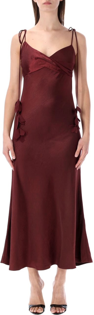 Self-Portrait Self-Portrait burgundy satin midi dress Rood