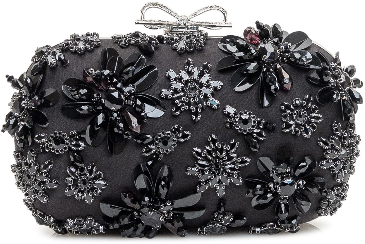 Self-Portrait Pochette con Applicazioni Floreali Zwart