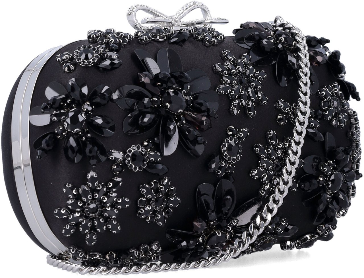 Self-Portrait Floral Crystal Clutch Nero Zwart