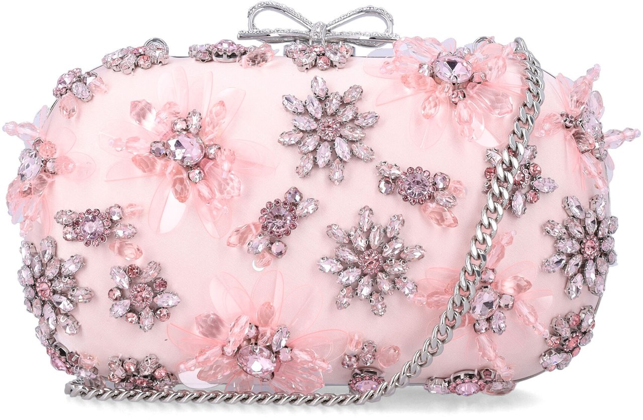Self-Portrait Floral Crystal Clutch Rosa Roze