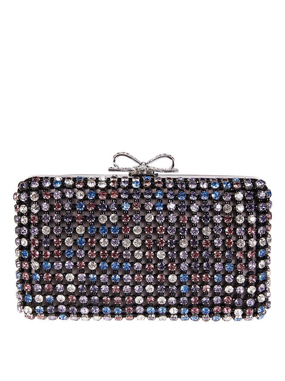 Self-Portrait Multicolor Crystals Bow Clasp Mini Clutch Grijs