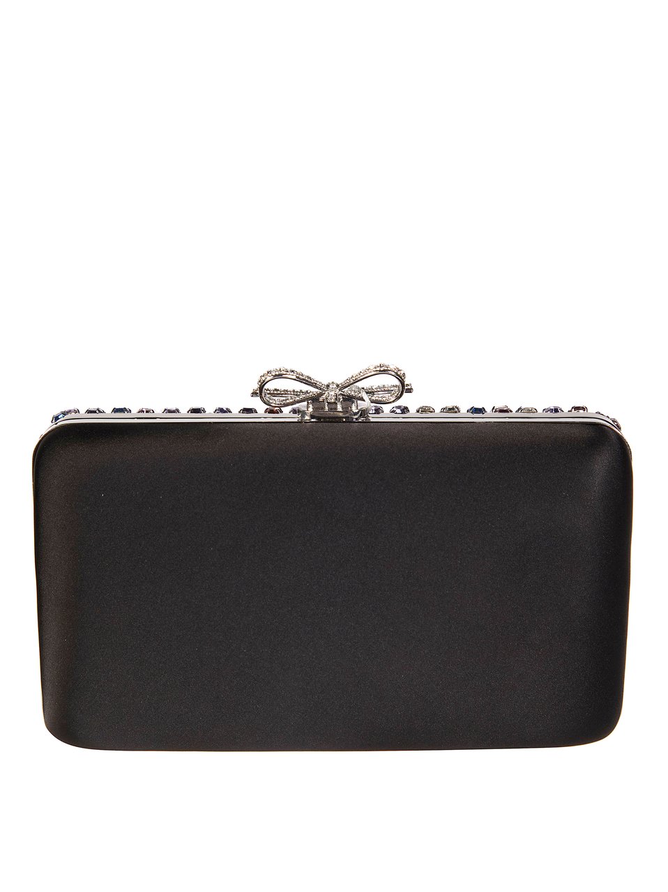 Self-Portrait Multicolor Crystals Bow Clasp Mini Clutch Grijs