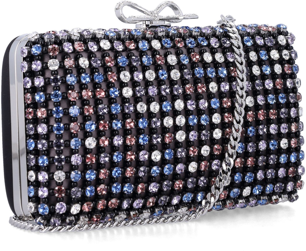 Self-Portrait Self-Portrait Multi Crystal Chainmail Clutch Zwart