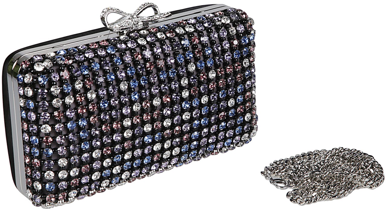 Self-Portrait Crystal Chainmail Clutch Bag Multicolour Divers