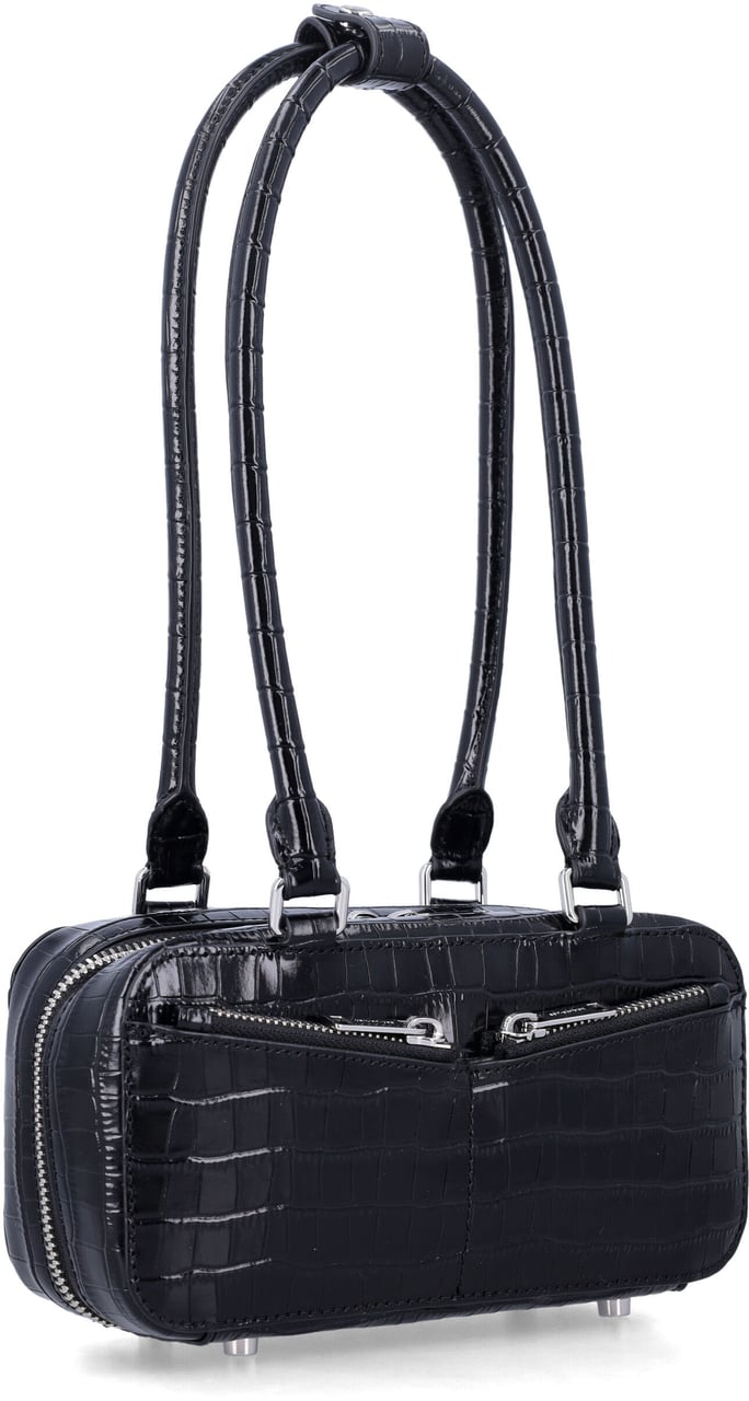 Self-Portrait Self-Portrait black croc mini bag Zwart