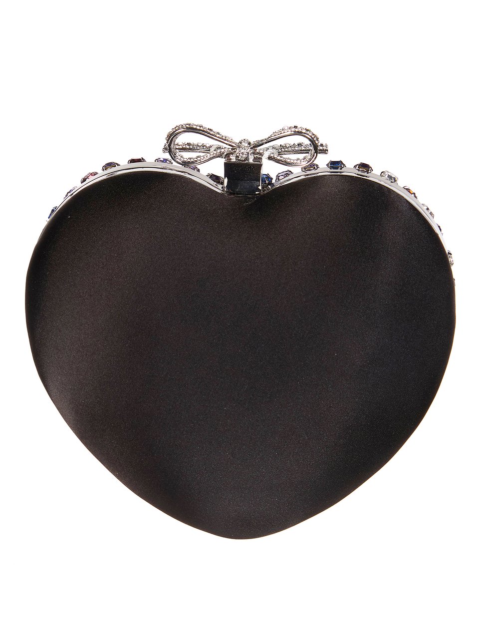 Self-Portrait Heart Shaped Crystals Bow Clasp Mini Clutch Grijs