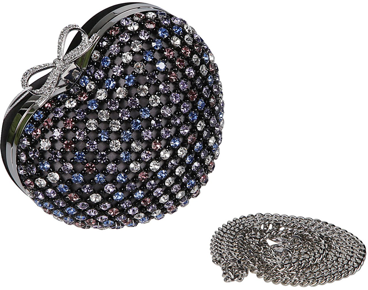 Self-Portrait Multi Crystal Heart Clutch Bag Multicolour Divers