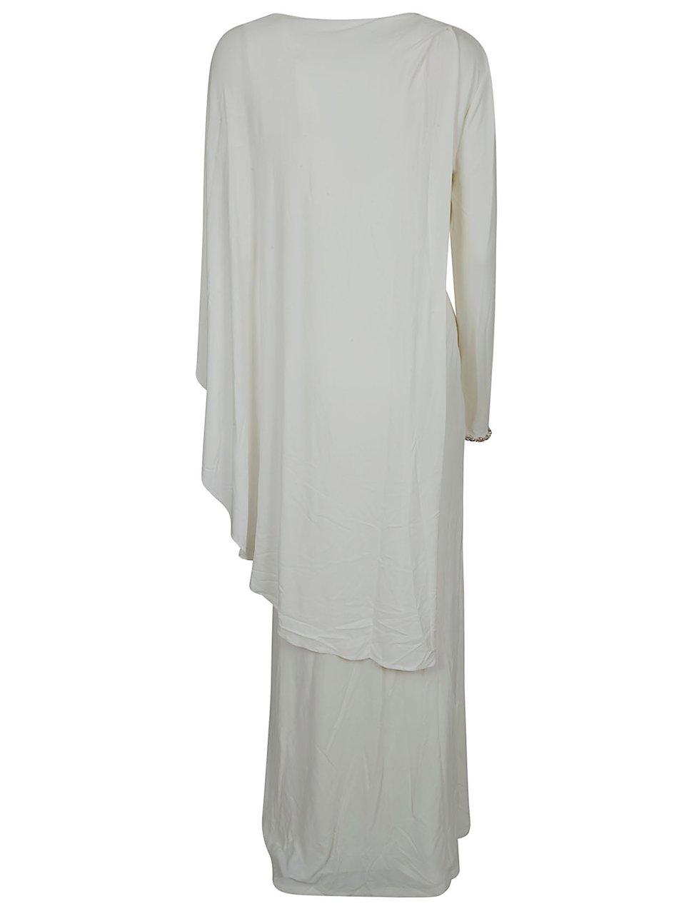 Self-Portrait Stretch Jersey Maxi Dress with Asymmetrical Neckline Wit