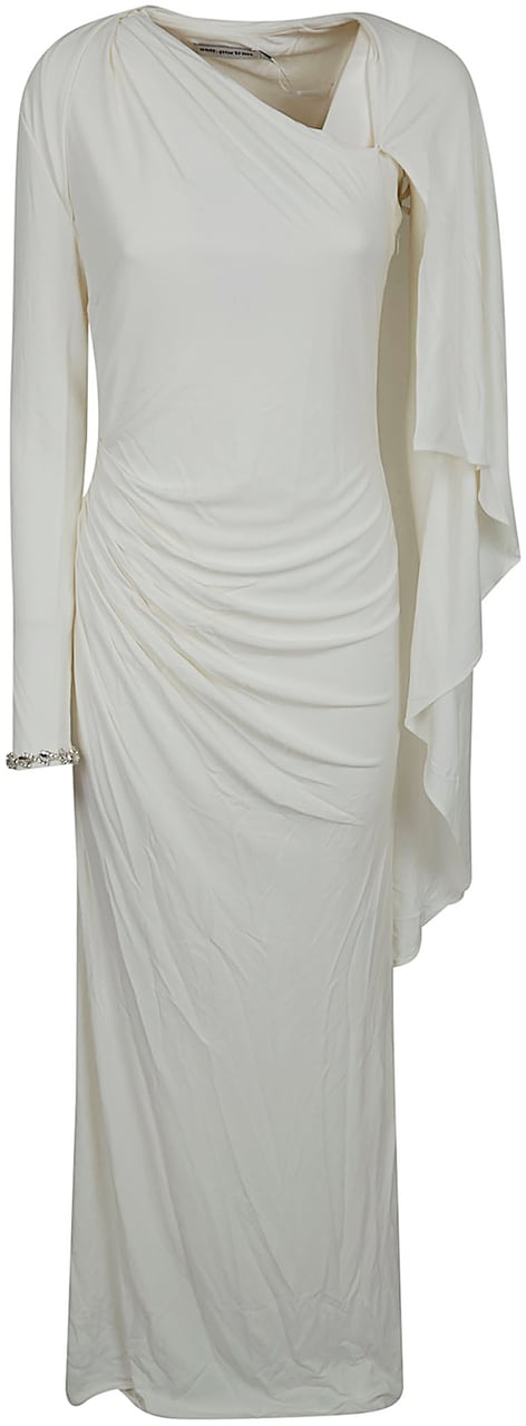 Self-Portrait SELF-PORTRAIT WHITE JERSEY DRAPE MAXI DRESS Wit
