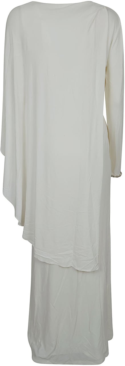 SELF-PORTRAIT WHITE JERSEY DRAPE MAXI DRESS Wit