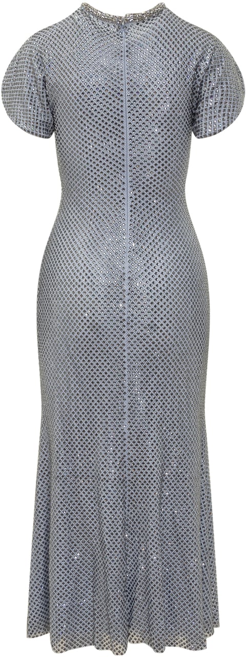 Self-Portrait Abito Lungo con Strass Zilver