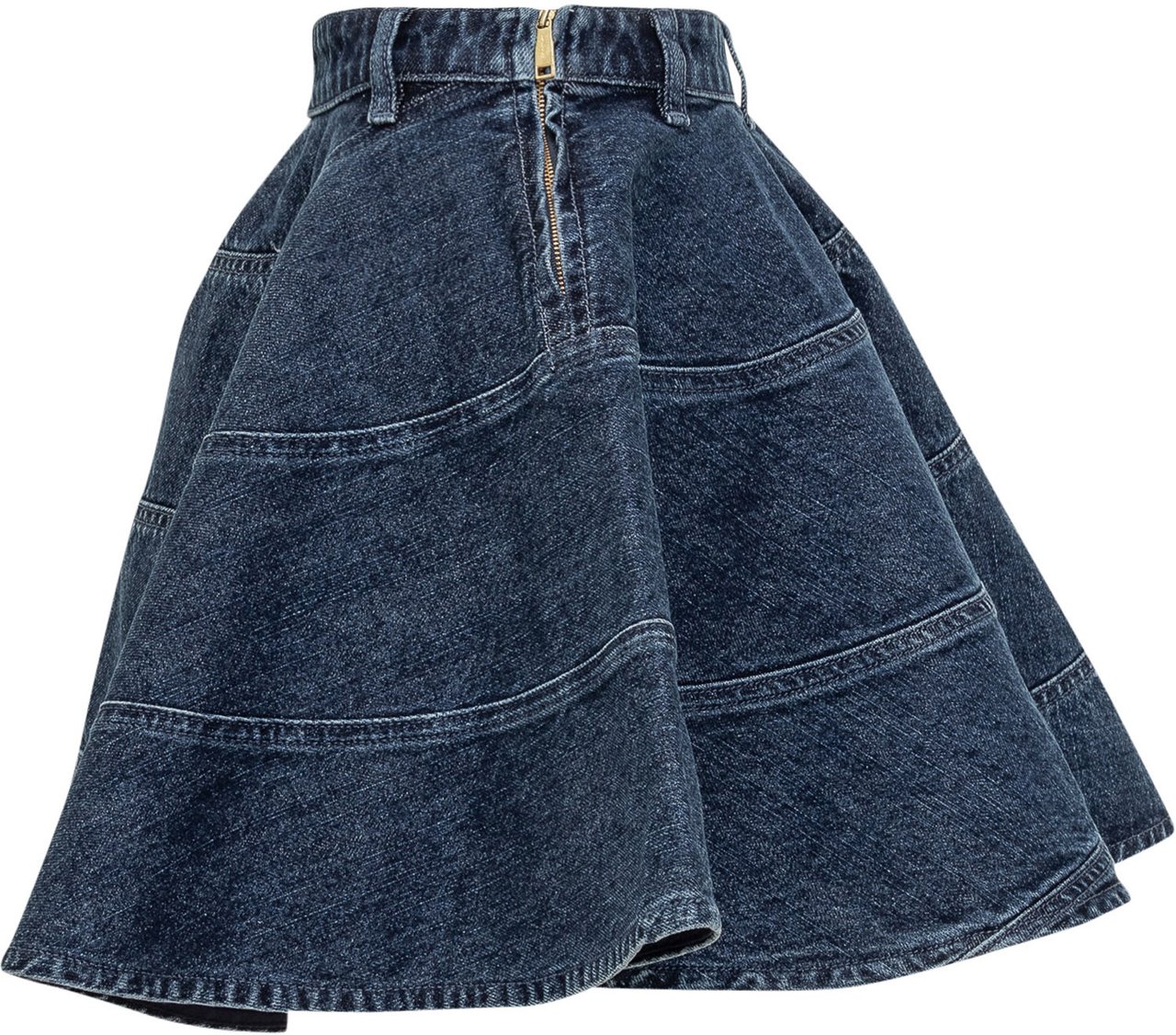 Self-Portrait Gonna Mini Svasata in Denim Navy