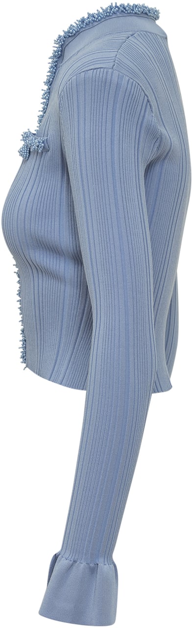 Self-Portrait Cardigan Con Perle Blauw