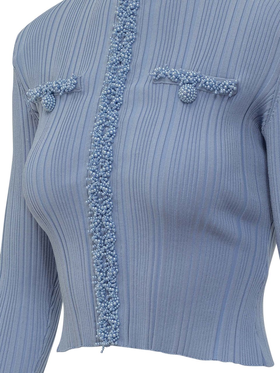 Self-Portrait Cardigan Con Perle Blauw