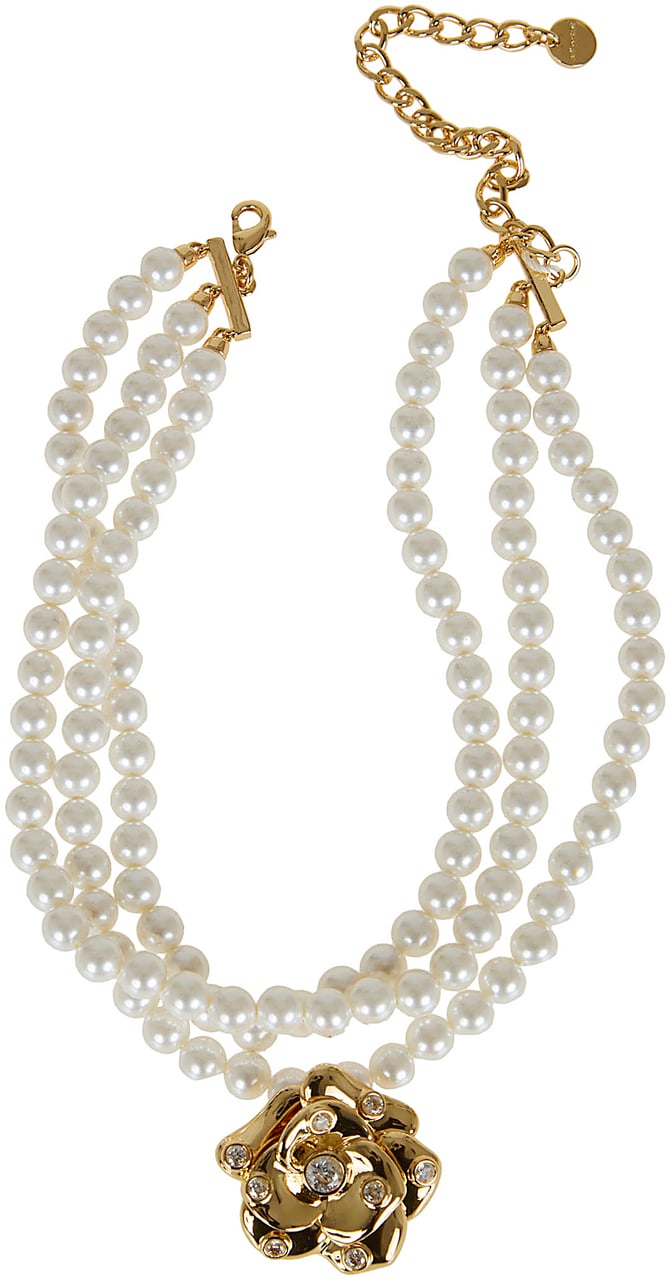 SELF-PORTRAIT GOLD FLOWER PEARL CHOKER Zilver