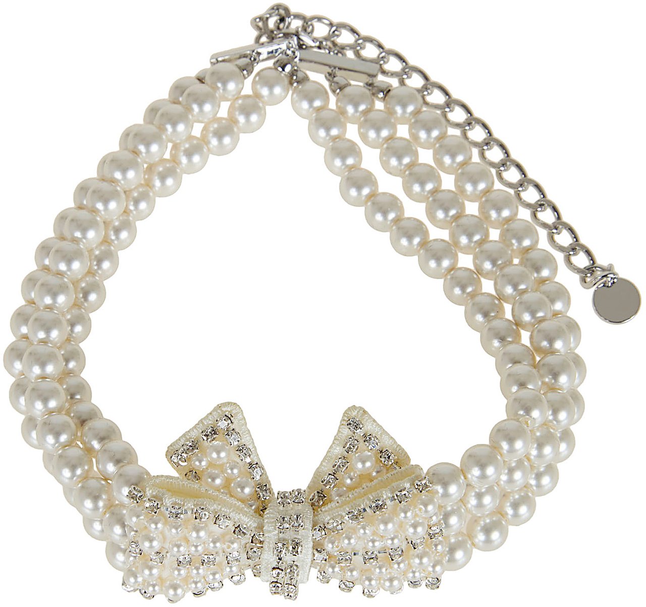 Self-Portrait SELF-PORTRAIT PEARL SATIN BOW NECKLACE Beige