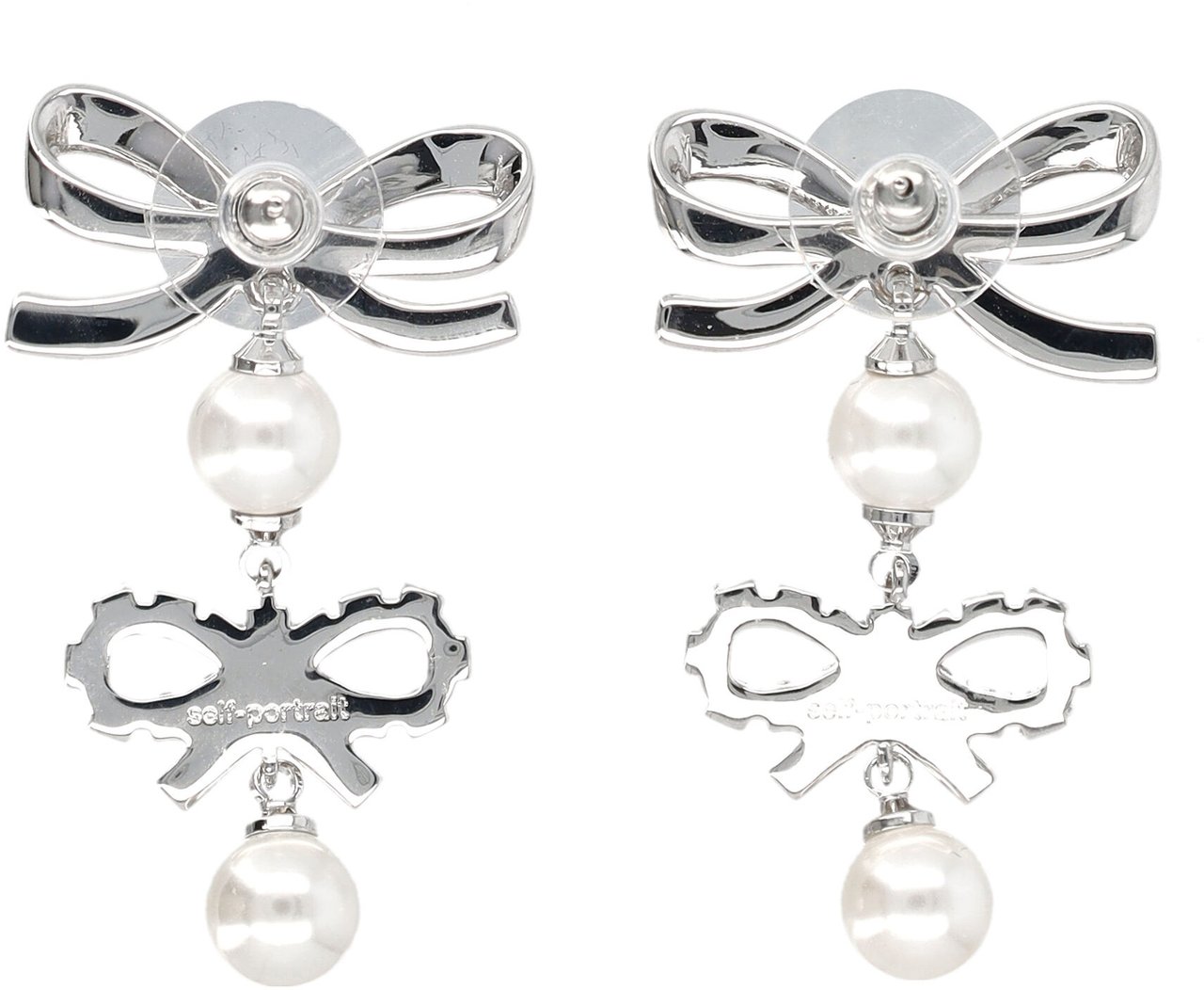 Self-Portrait Double Bow Earring Argento Zilver