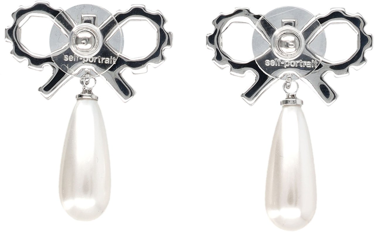 Self-Portrait Bow Pearl Drop Earring Argento Zilver