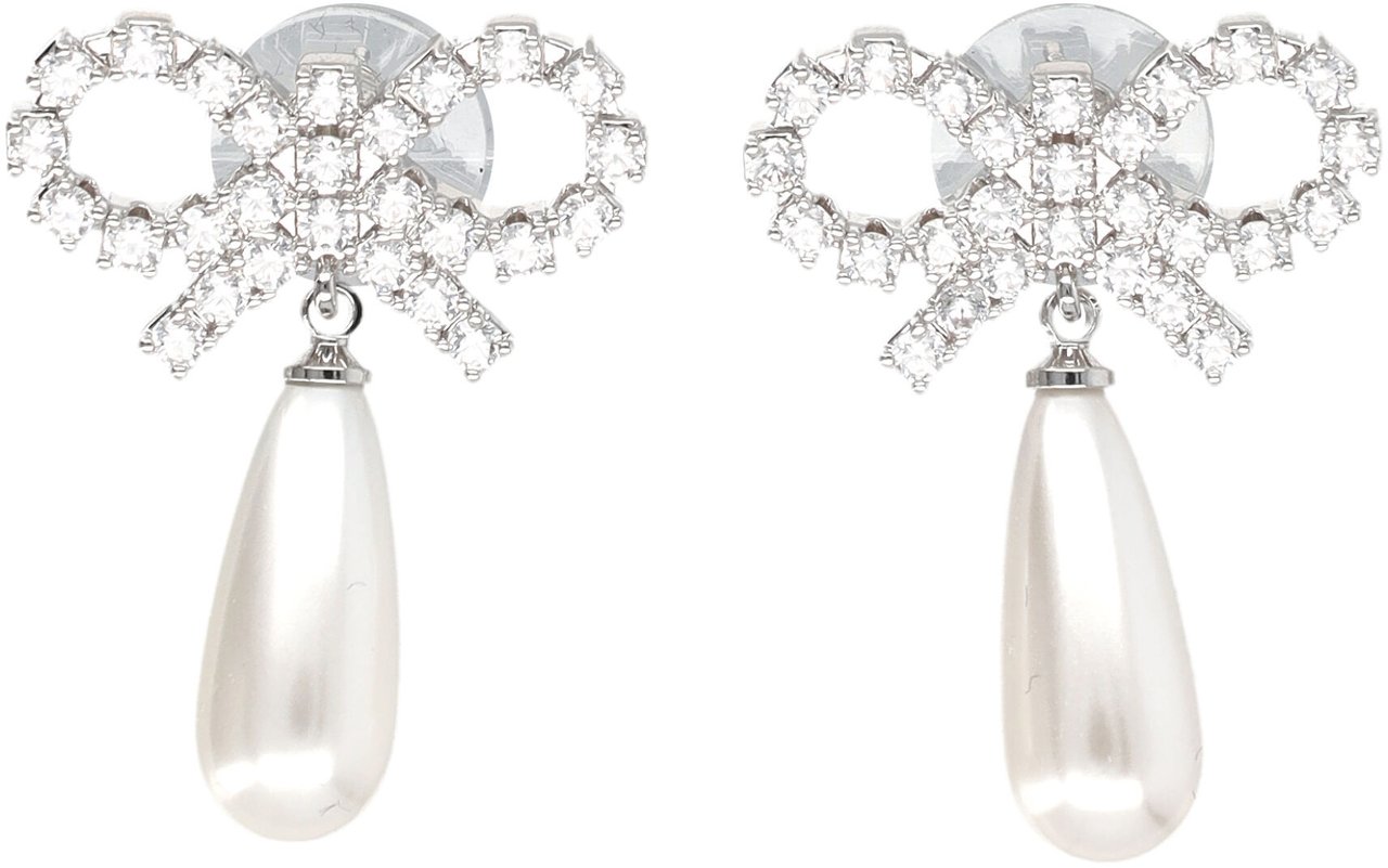 Self-Portrait Bow Pearl Drop Earring Argento Zilver