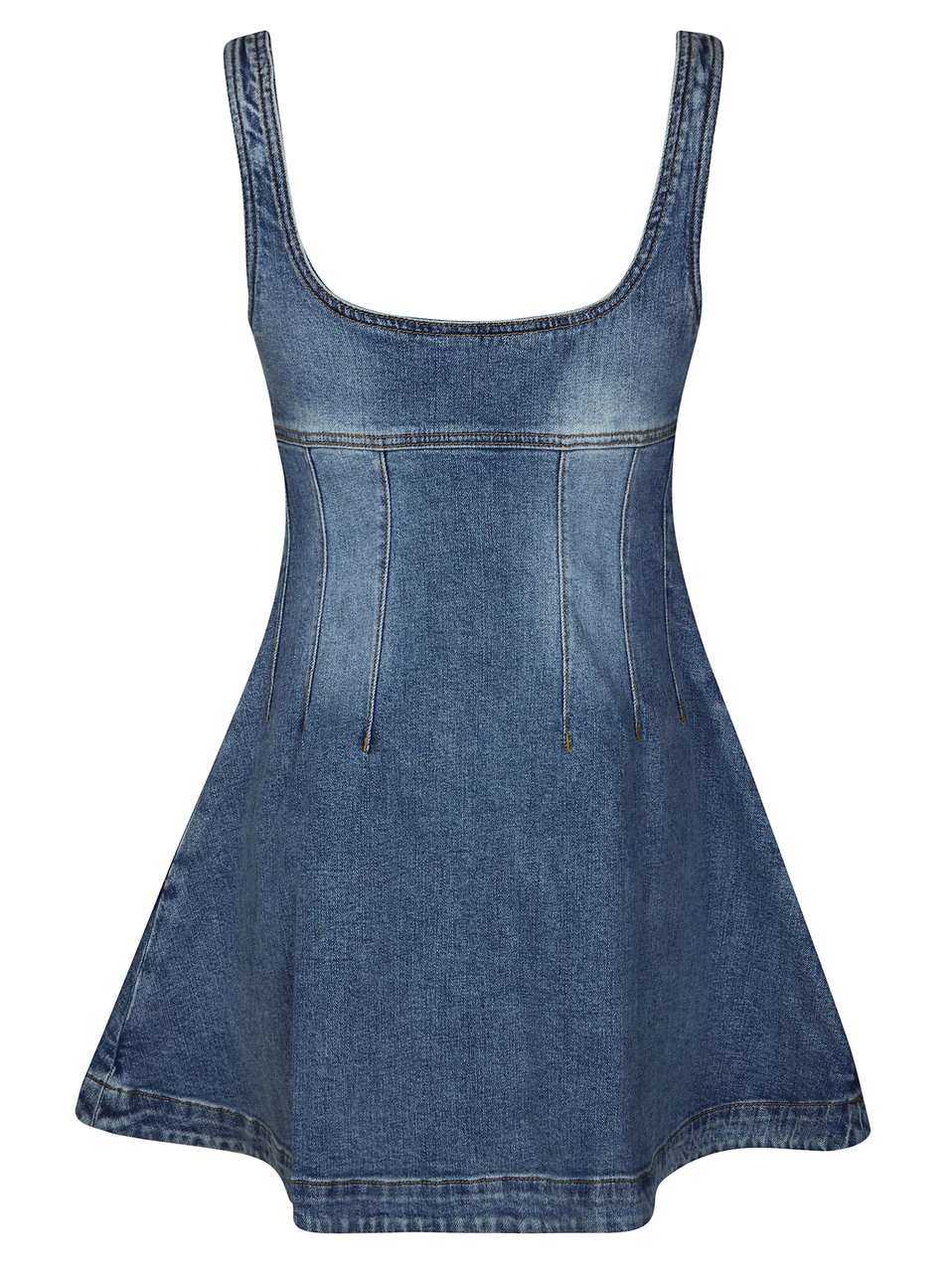 Self-Portrait Bustier Style Zipper Denim Mini Dress Blauw
