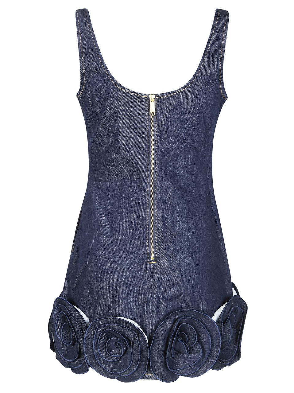 Self-Portrait Deep Blue Scoop Neck 3D Floral Mini Dress Blauw
