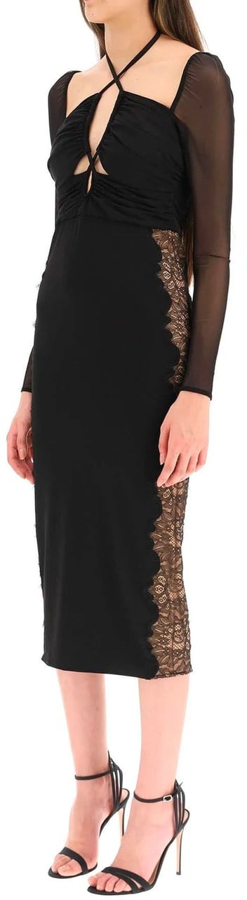 Self-Portrait Self-Portrait Lace Trim Dress Zwart