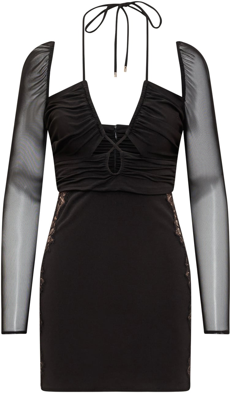 Self-Portrait Abito Midi Cut-Out Zwart