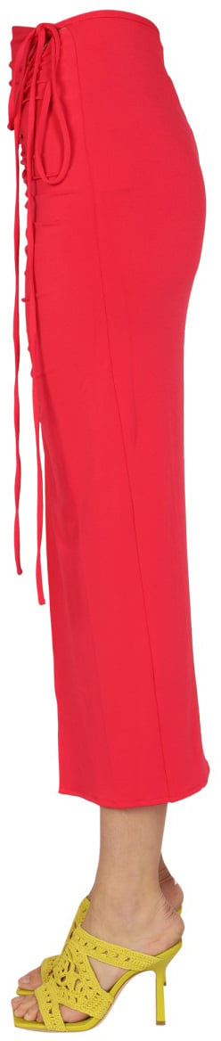 Self-Portrait Ruched Midi Skirt Rood