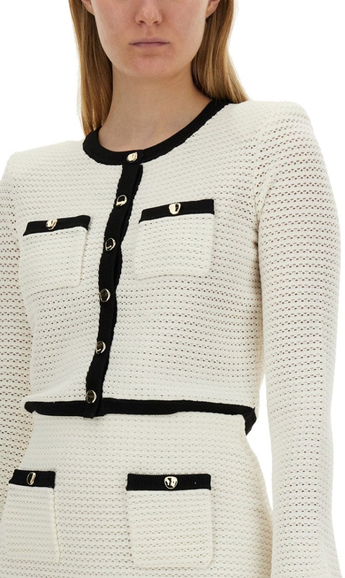 Self-Portrait Crochet Cardigan Wit