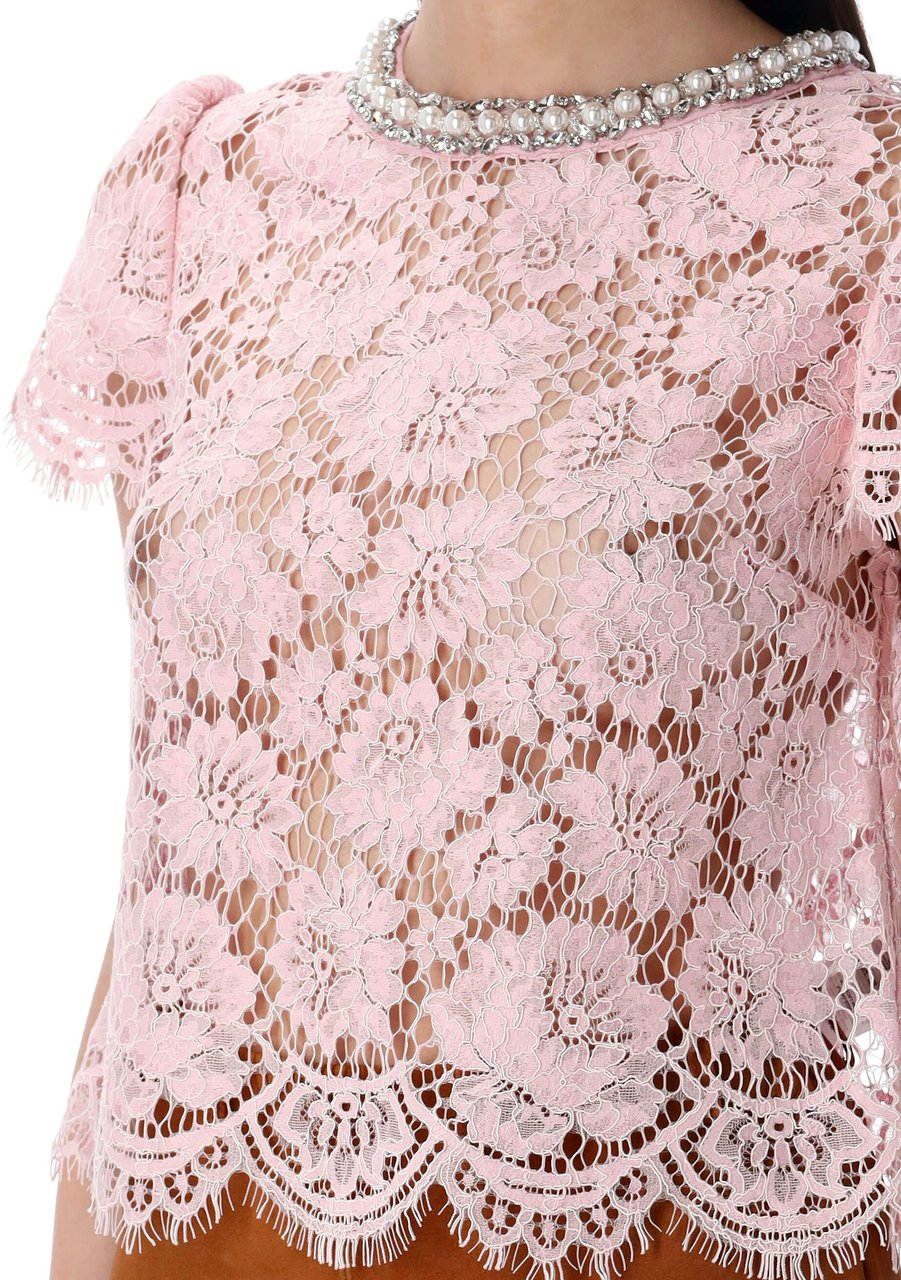 Self-Portrait Pink Lace Top Rosa Roze