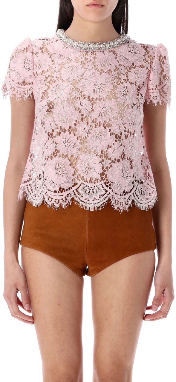 Self-Portrait Pink Lace Top Rosa Roze