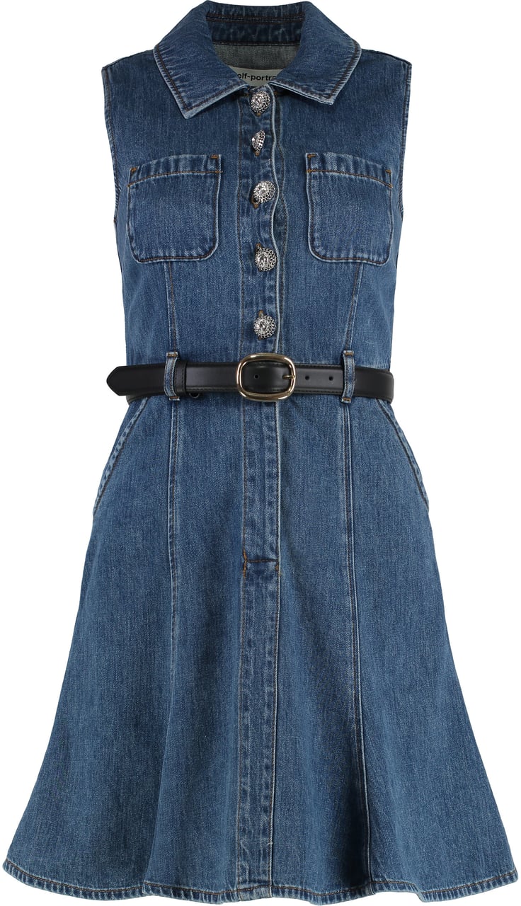 Self-Portrait Denim dress Blauw