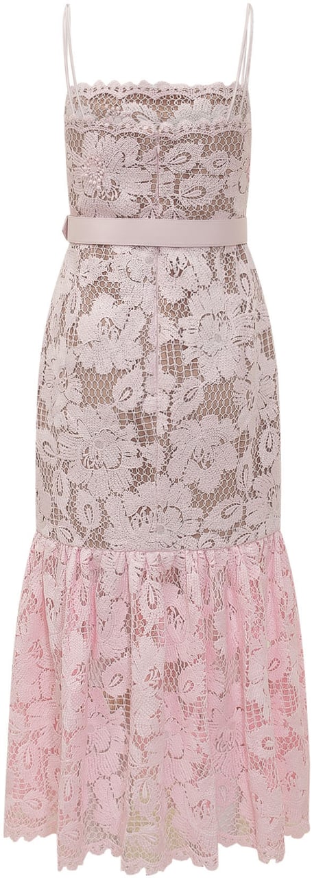 Self-Portrait Abito Midi in Pizzo Rosa Roze