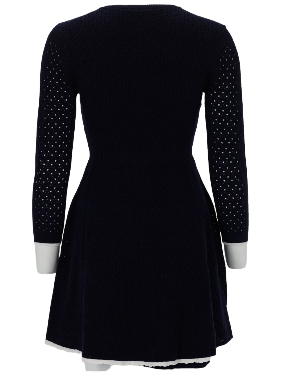 Self-Portrait Slim Fit Perforated Pockets Dress Zwart