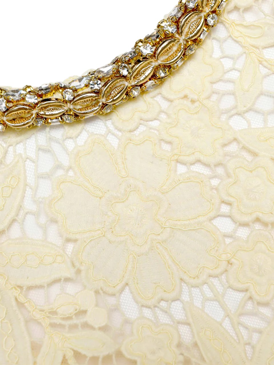 Self-Portrait Intricate Floral Lace Top with Gold Embellishments Grijs