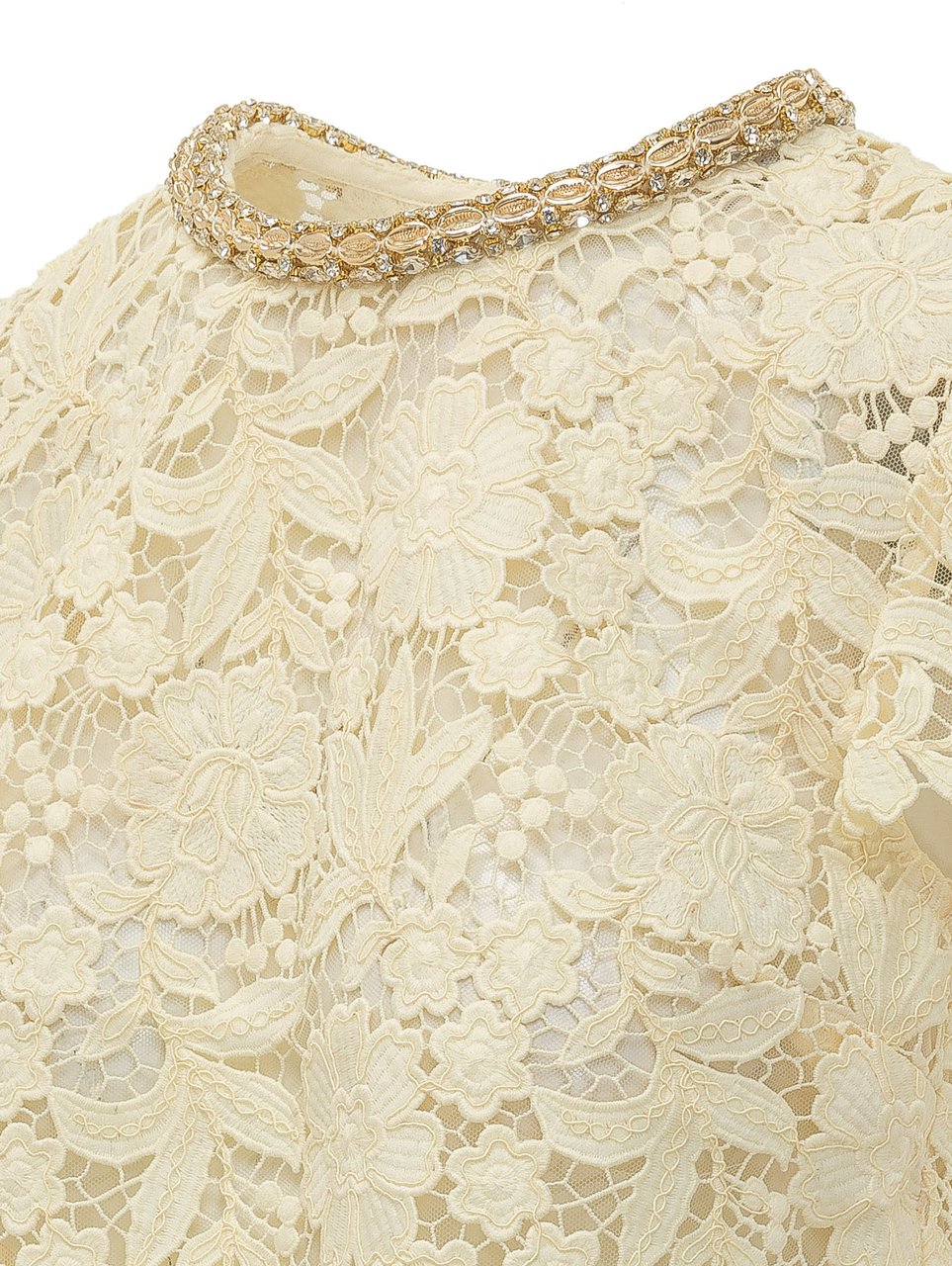 Self-Portrait Top in Pizzo con Collo Gioiello Wit