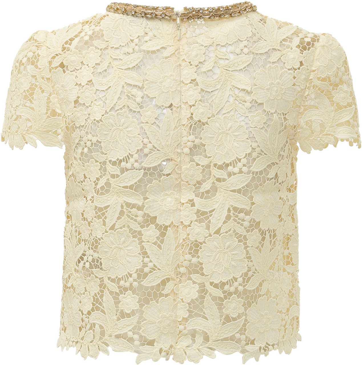 Self-Portrait Top in Pizzo con Collo Gioiello Wit