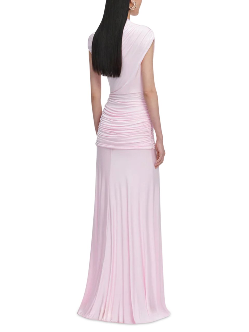 Self-Portrait Draped Jersey Maxi Dress with Elegant Asymmetrical Neckline Wit