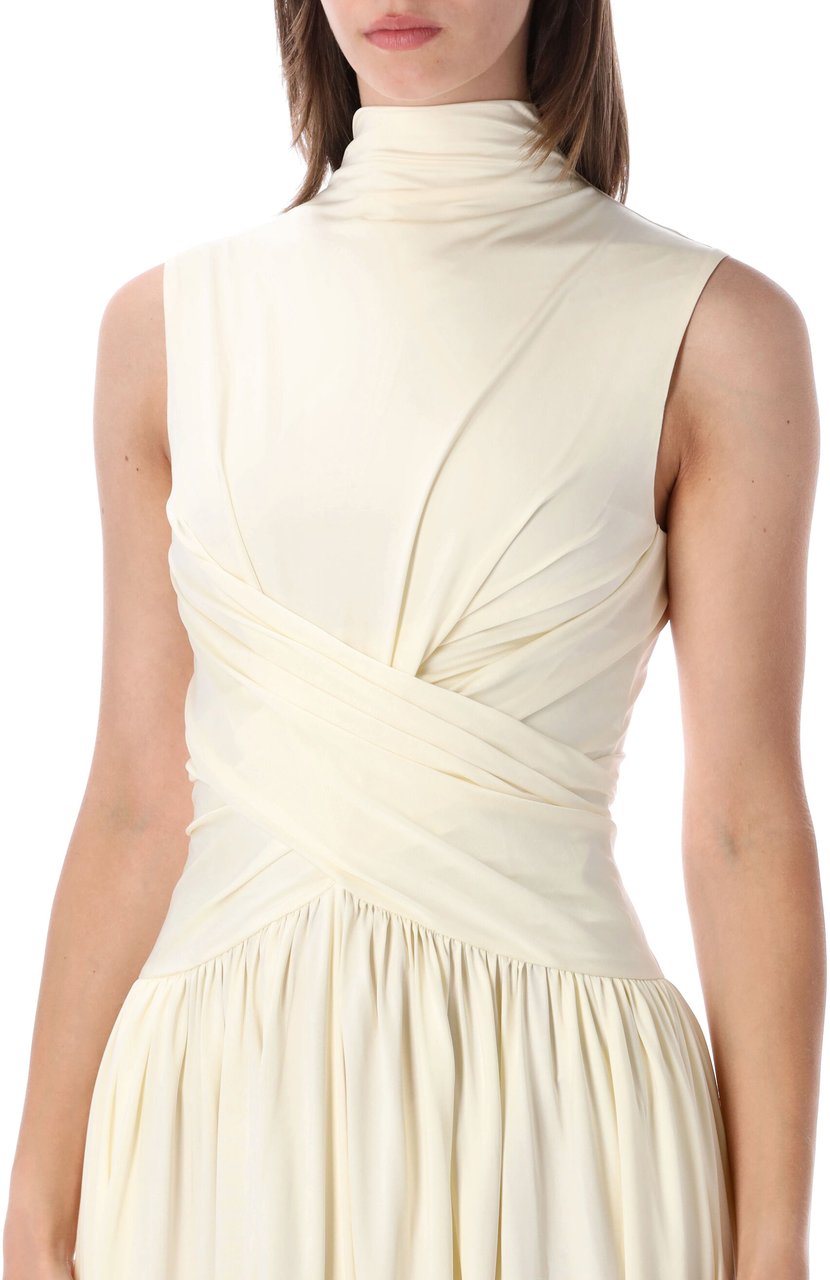 Self-Portrait Jersey Wrap Midi Dress Giallo Geel