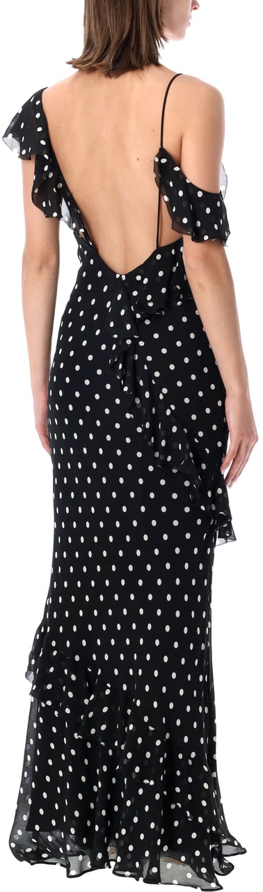 Self-Portrait Georgette Long Dress Nero Zwart