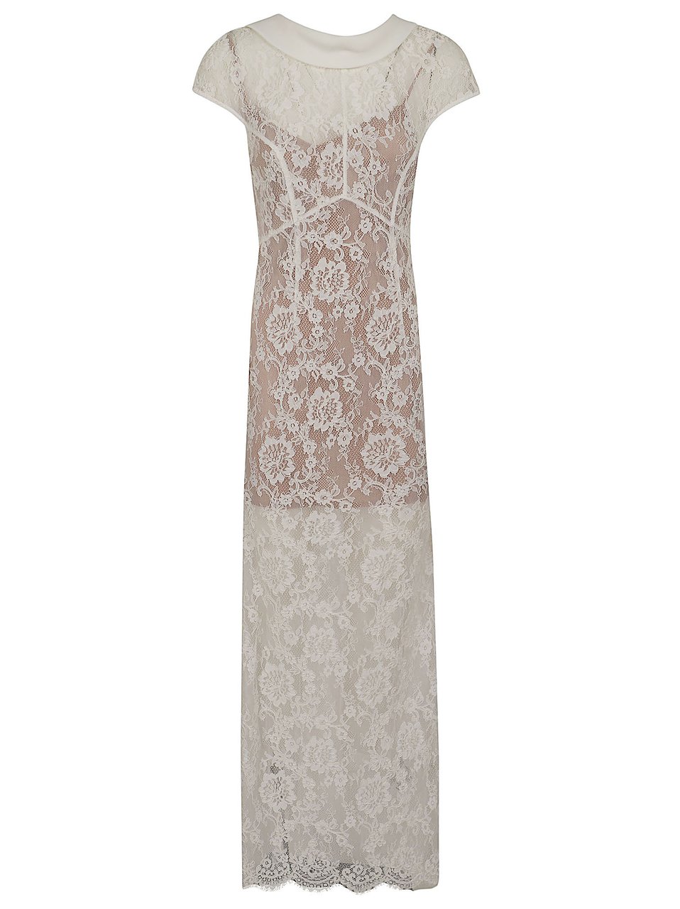 Self-Portrait Sheer White Floral Lace Maxi Dress Wit