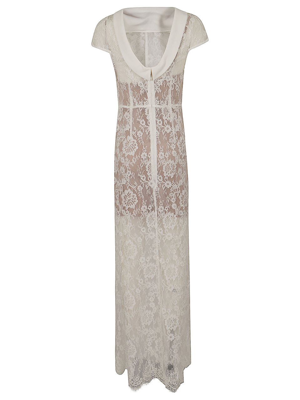 Self-Portrait Sheer White Floral Lace Maxi Dress Wit