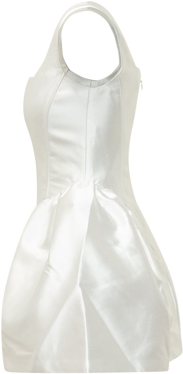 Self-Portrait Mini Abito Svasato in Satin Bianco Wit
