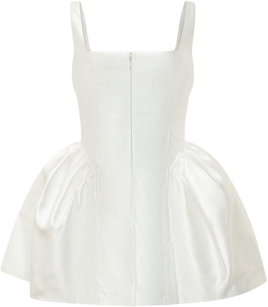 Self-Portrait Mini Abito Svasato in Satin Bianco Wit