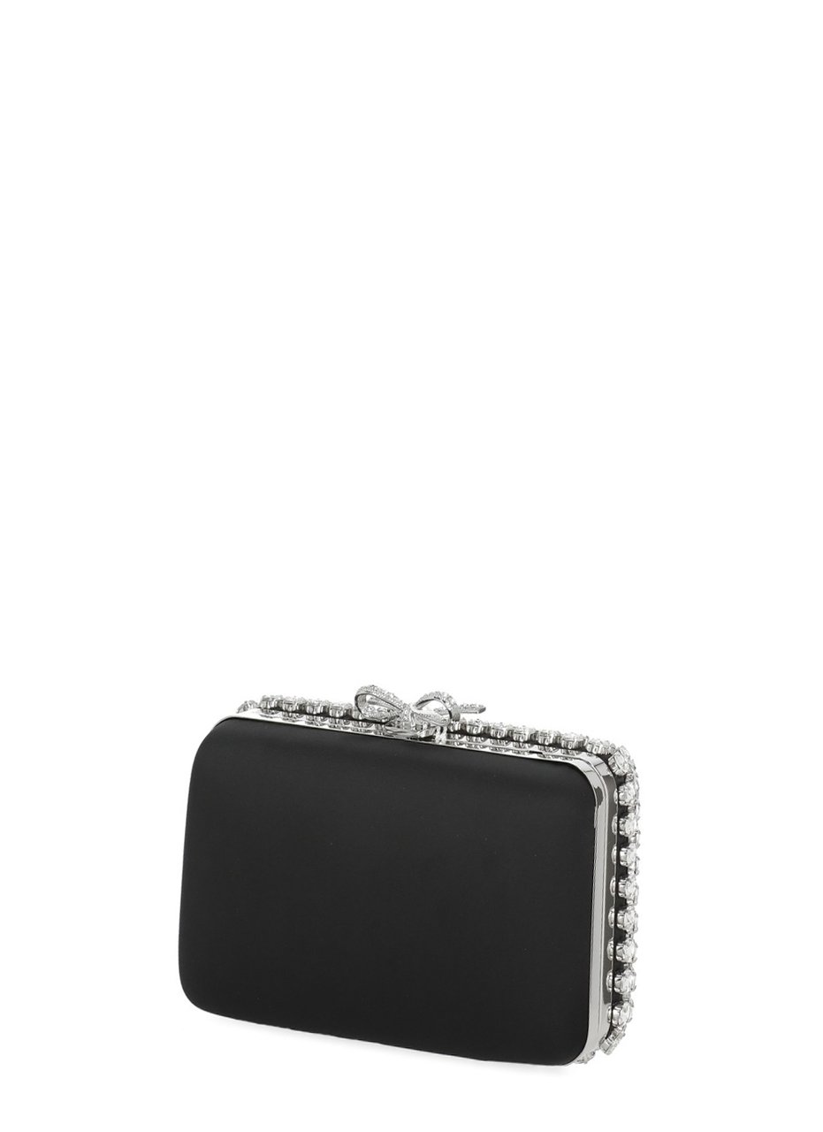 Self-Portrait Satin Crystal Pochette With Teardrop And Round Crystal Embellishments Grijs